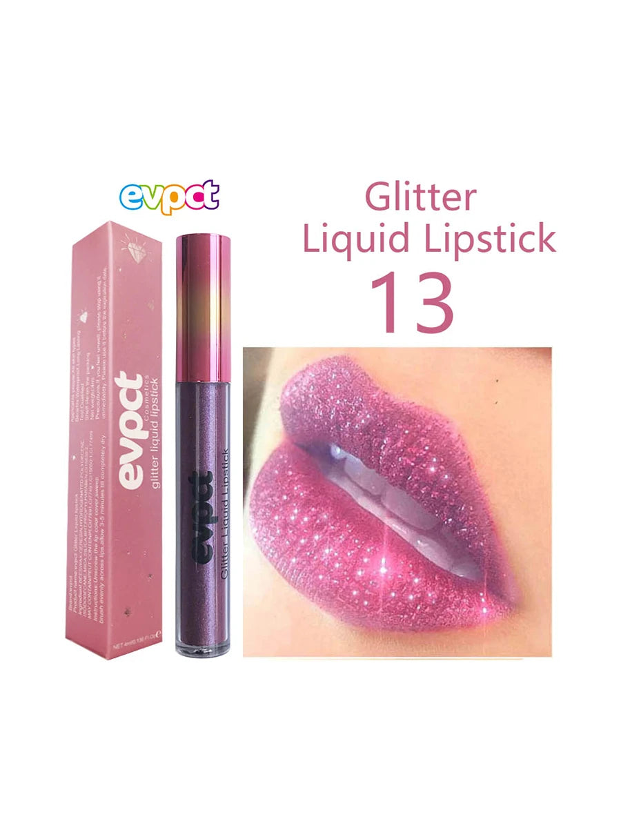 💎✨ 18-Color Diamond Shimmer Lip Gloss 💋 Matte Glitter Liquid Lipstick 💖 Waterproof Pearl-Infused Sexy Lip Makeup