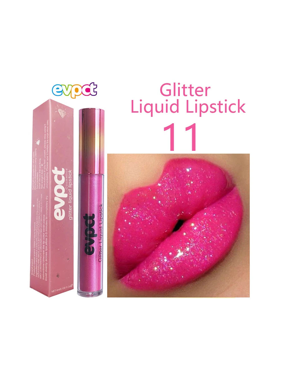 💎✨ 18-Color Diamond Shimmer Lip Gloss 💋 Matte Glitter Liquid Lipstick 💖 Waterproof Pearl-Infused Sexy Lip Makeup