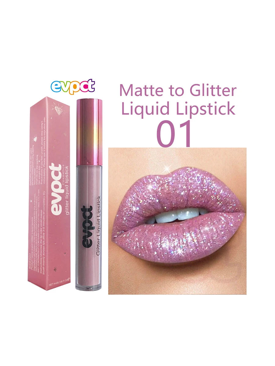 💎✨ 18-Color Diamond Shimmer Lip Gloss 💋 Matte Glitter Liquid Lipstick 💖 Waterproof Pearl-Infused Sexy Lip Makeup