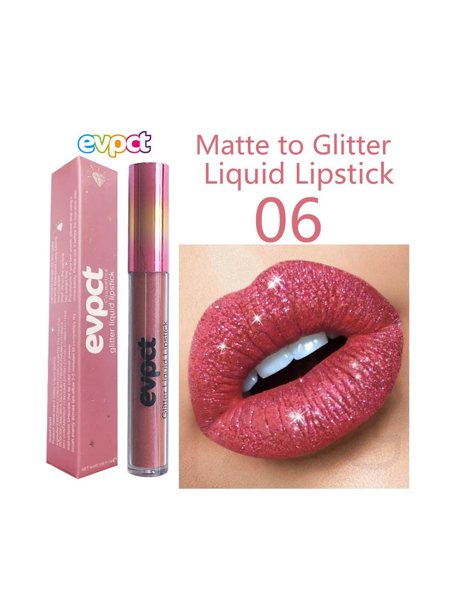 💎✨ 18-Color Diamond Shimmer Lip Gloss 💋 Matte Glitter Liquid Lipstick 💖 Waterproof Pearl-Infused Sexy Lip Makeup