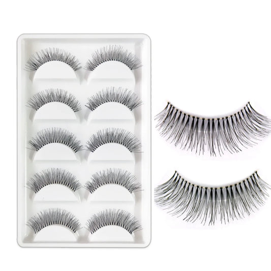 5 Pairs Natural Sparse Cross Mink Eyelashes – Long, Individual False Lash Extensions