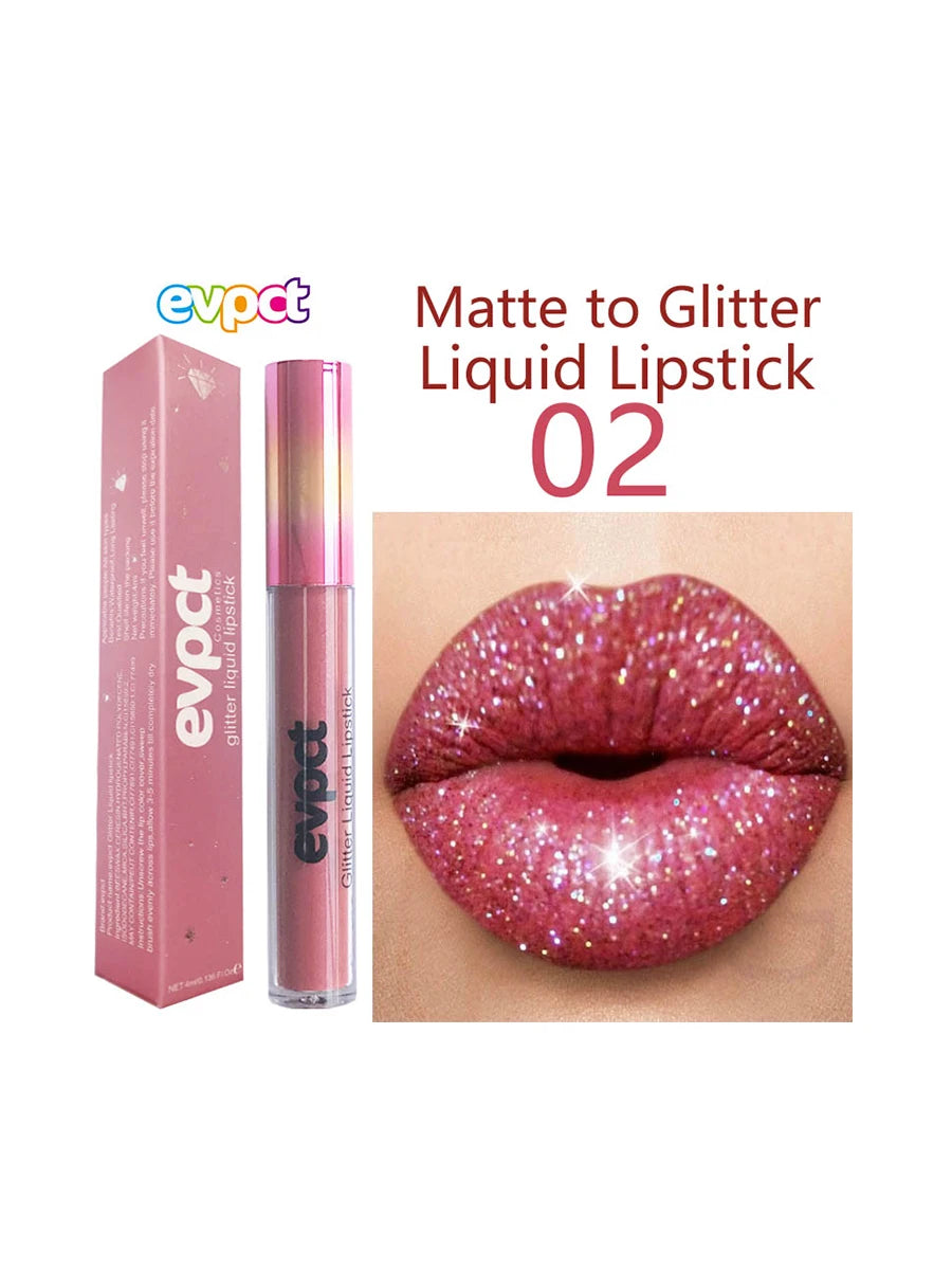 💎✨ 18-Color Diamond Shimmer Lip Gloss 💋 Matte Glitter Liquid Lipstick 💖 Waterproof Pearl-Infused Sexy Lip Makeup