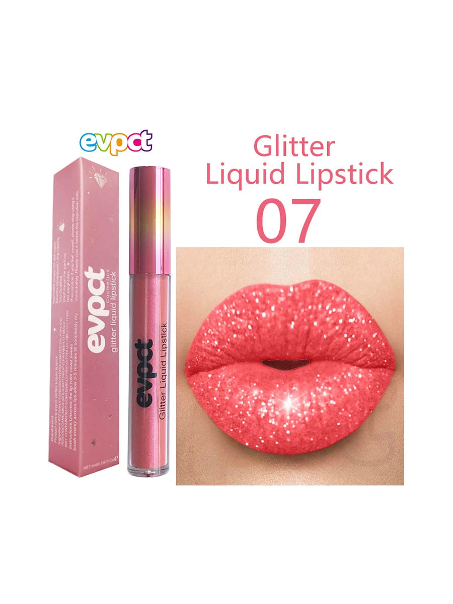 💎✨ 18-Color Diamond Shimmer Lip Gloss 💋 Matte Glitter Liquid Lipstick 💖 Waterproof Pearl-Infused Sexy Lip Makeup