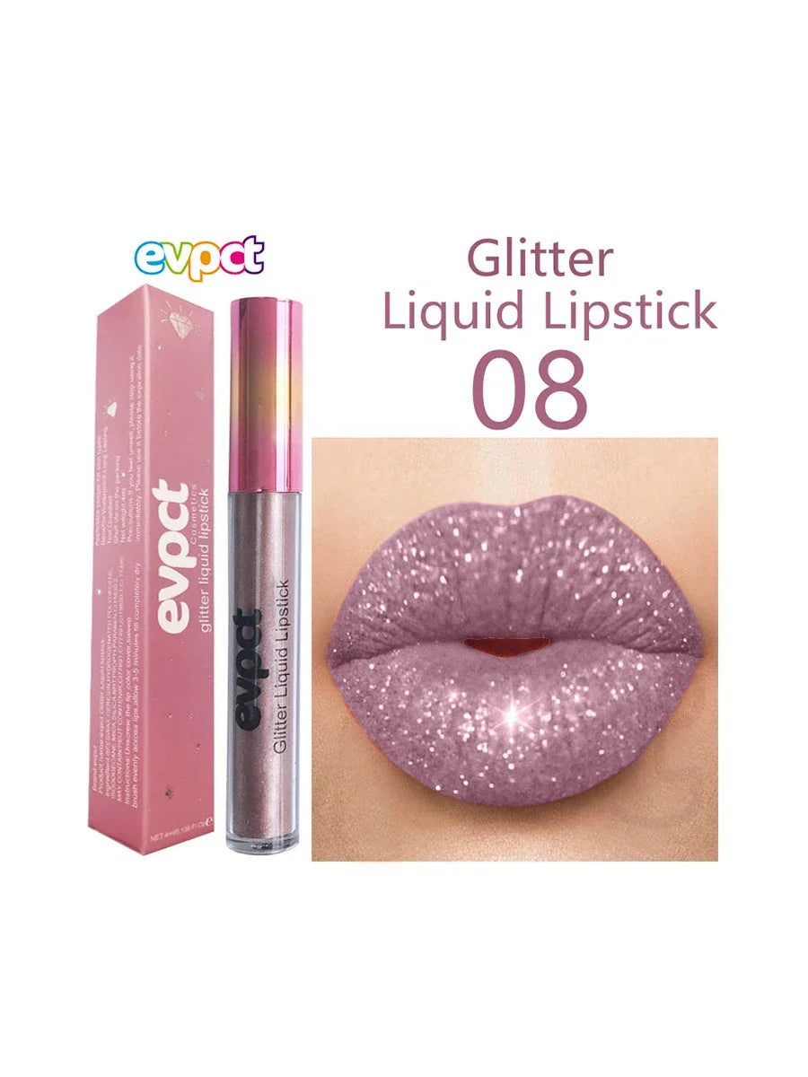 💎✨ 18-Color Diamond Shimmer Lip Gloss 💋 Matte Glitter Liquid Lipstick 💖 Waterproof Pearl-Infused Sexy Lip Makeup