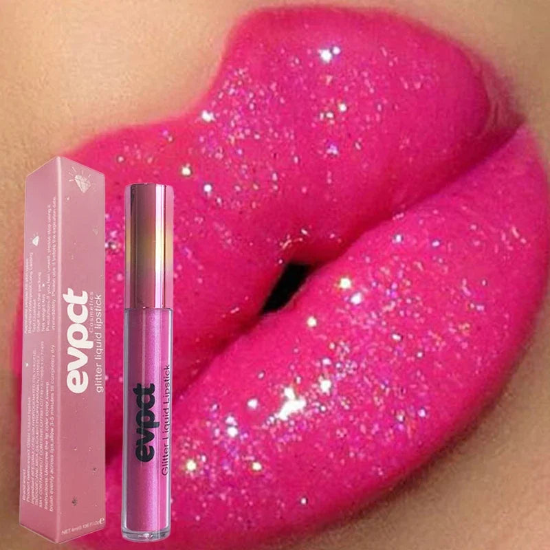 💎✨ 18-Color Diamond Shimmer Lip Gloss 💋 Matte Glitter Liquid Lipstick 💖 Waterproof Pearl-Infused Sexy Lip Makeup