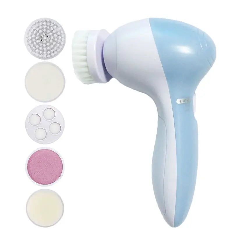 5-in-1 Electric Facial Cleaner: Deep Cleanse, Massage & Blackhead Removal Spa Tool