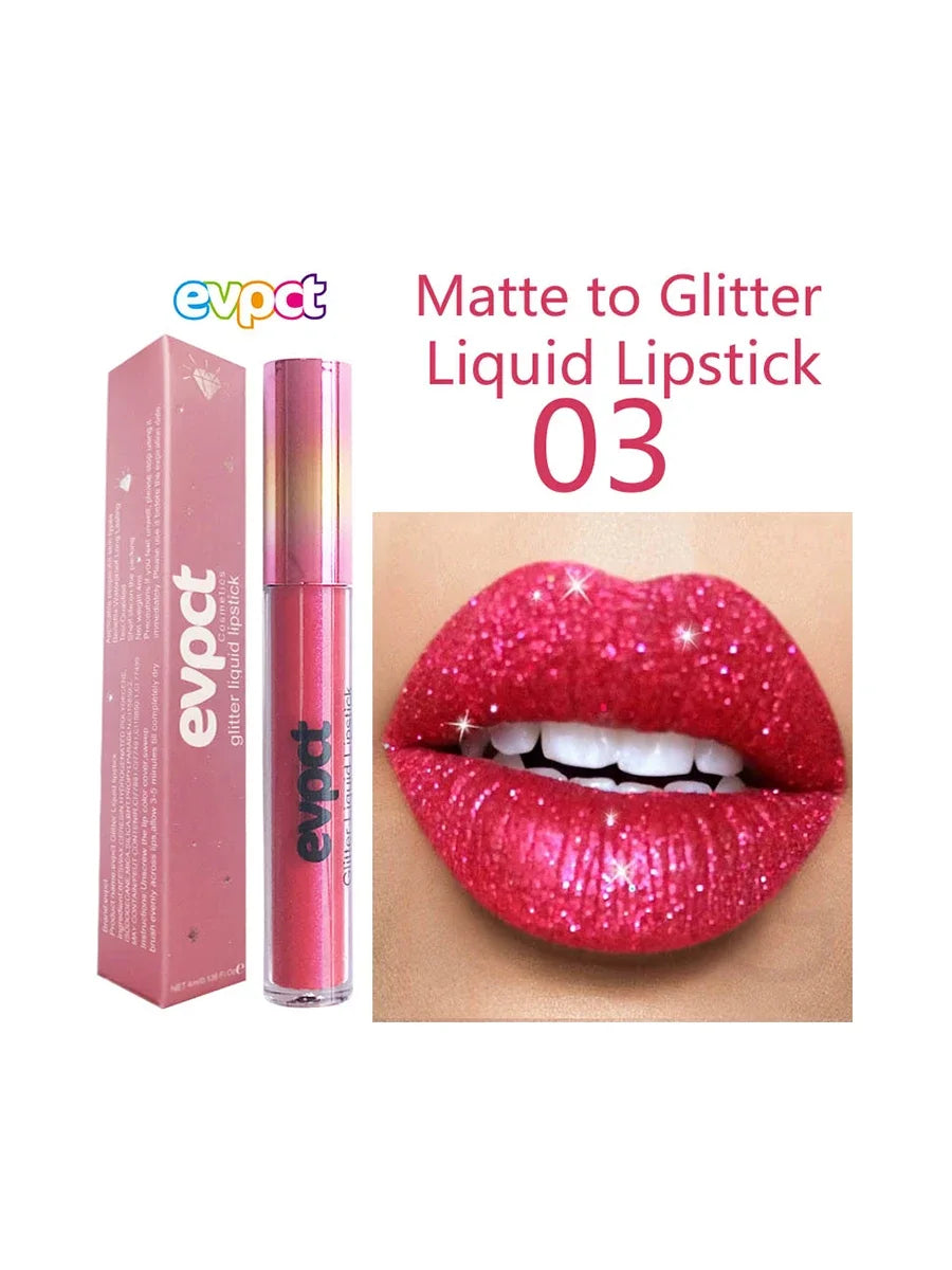 💎✨ 18-Color Diamond Shimmer Lip Gloss 💋 Matte Glitter Liquid Lipstick 💖 Waterproof Pearl-Infused Sexy Lip Makeup