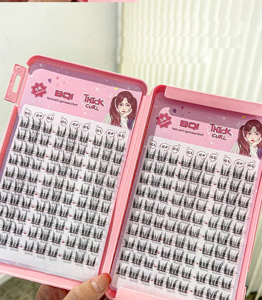 🐱 Lazy Cat Elf Eyelashes Book – 180pcs DIY Lash Clusters with Glue Set! ✨