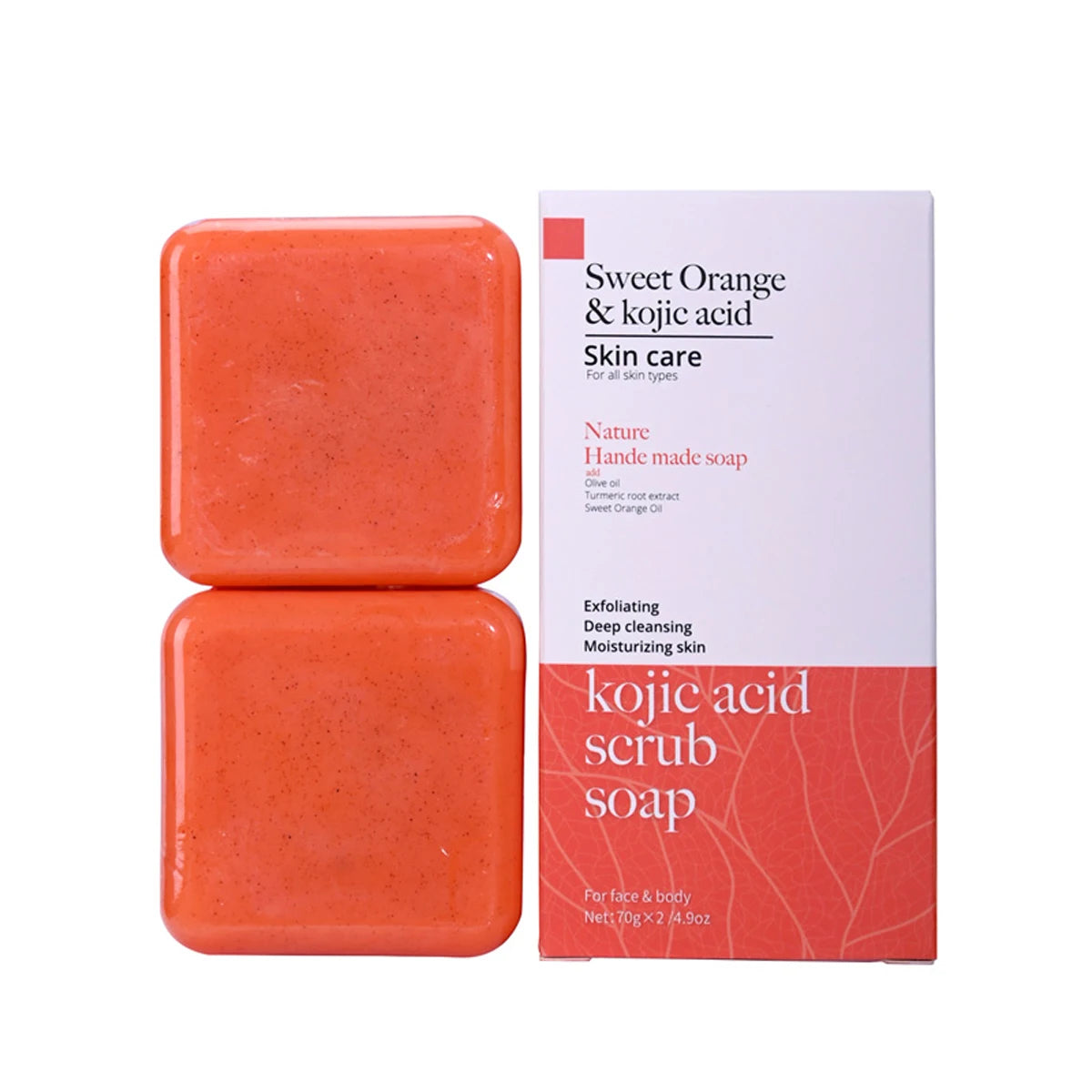 🍊 Kojic Acid Scrub Soap – Orange Fragrance Body & Face Wash with Papaya Extract for Skin Brightening & Exfoliation! 🌿