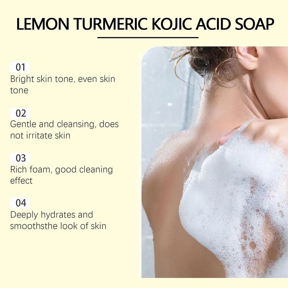 Lemon & Turmeric Kojic Acid Soap Bar – Brightening & Firming Face & Body Wash for Glowing Skin