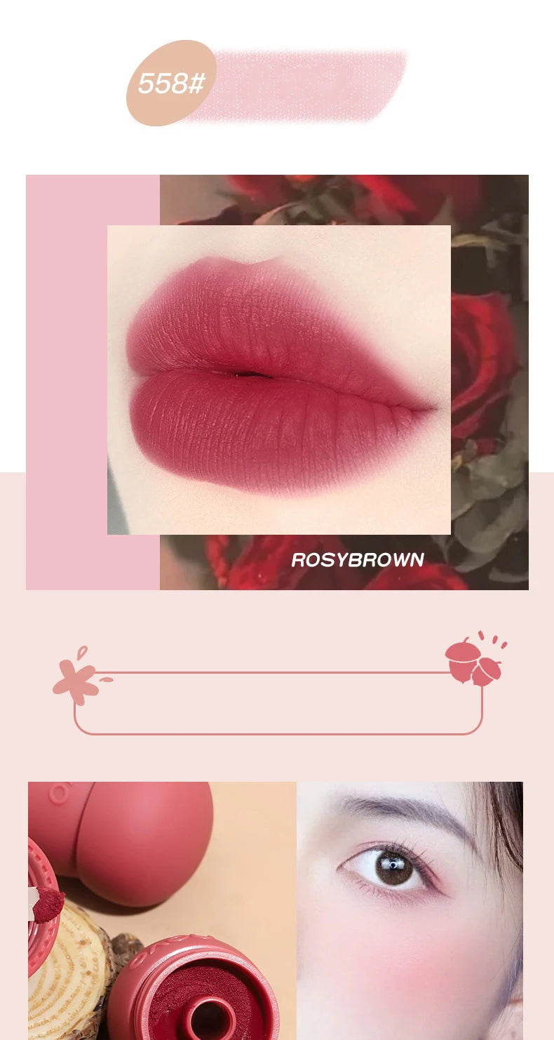 🍄 Cute Chubby Mushroom Lip Gloss | Red Lip Tint & Matte Liquid Lipstick 🍄