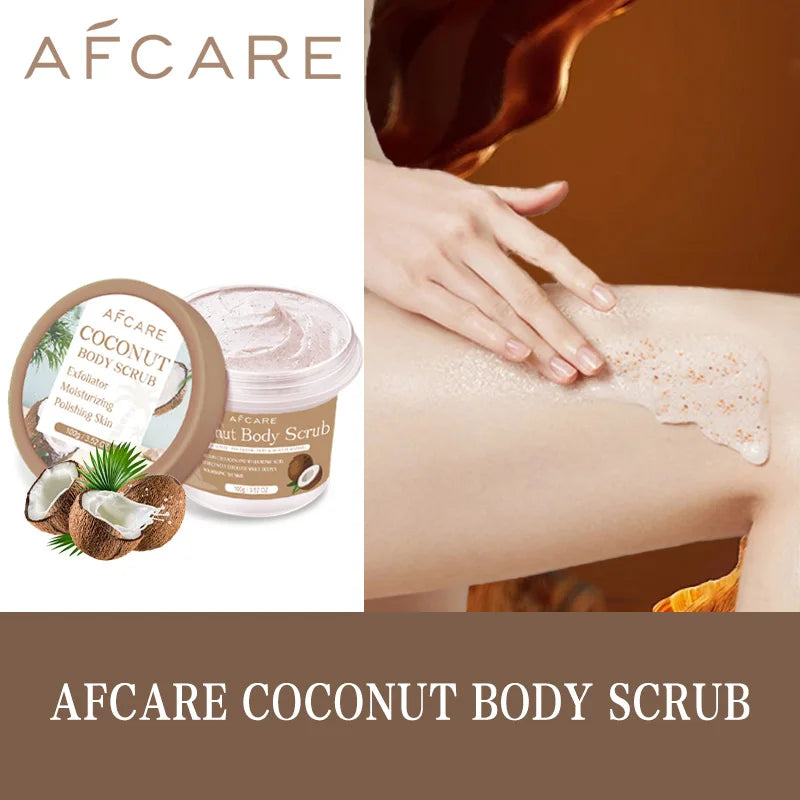 🥥 Coconut Scrub Exfoliating Body Scrub – Polishing Collagen Body & Foot Scrub for Skin Whitening & Dead Skin Removal! ✨