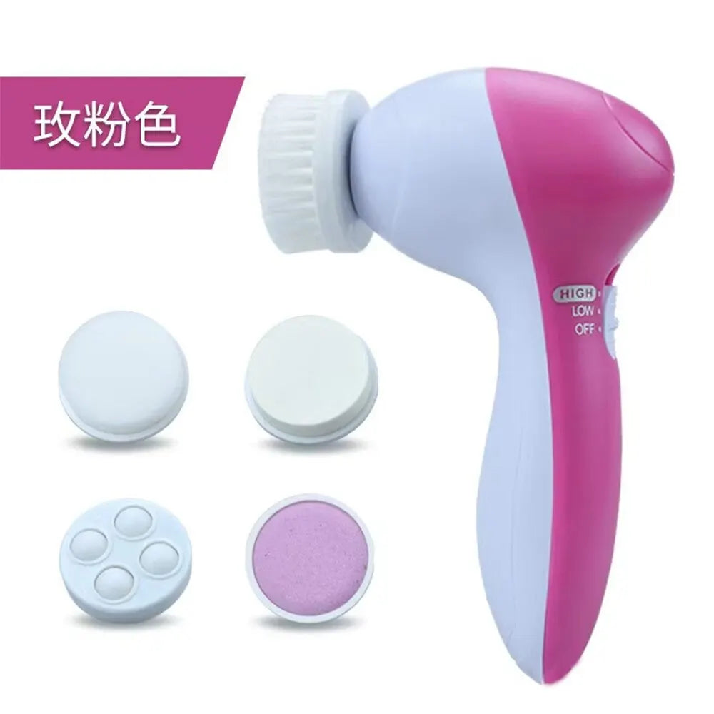 5-in-1 Electric Facial Cleaner: Deep Cleanse, Massage & Blackhead Removal Spa Tool