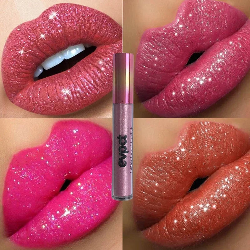 💎✨ 18-Color Diamond Shimmer Lip Gloss 💋 Matte Glitter Liquid Lipstick 💖 Waterproof Pearl-Infused Sexy Lip Makeup