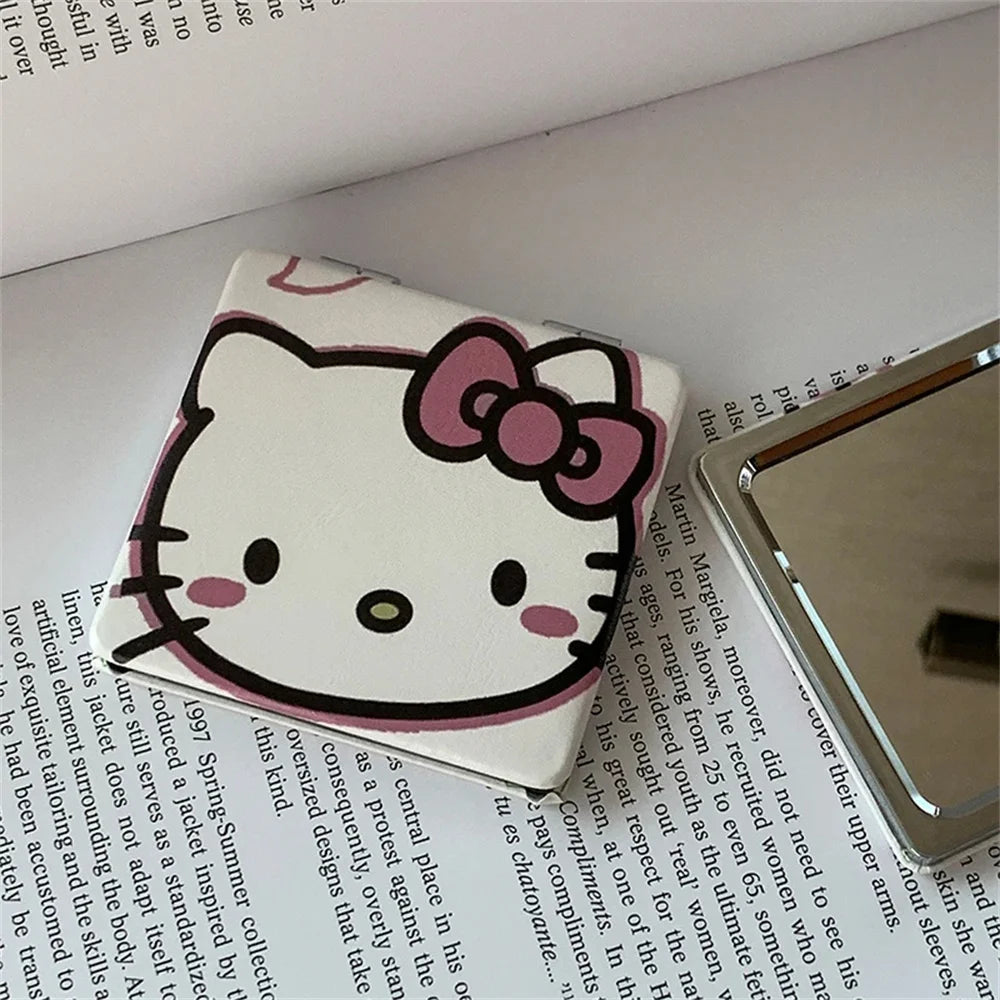 Portable Hello Kitty Makeup Mirror: Cute Foldable Hand-Pocket Mirror for Daily Use – Perfect for Girls!