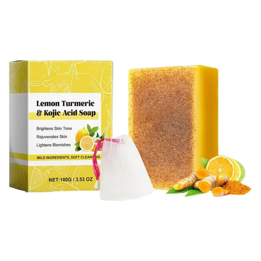 🍋 Lemon Turmeric Kojic Acid Soap – Organic Skin Brightening 🌿