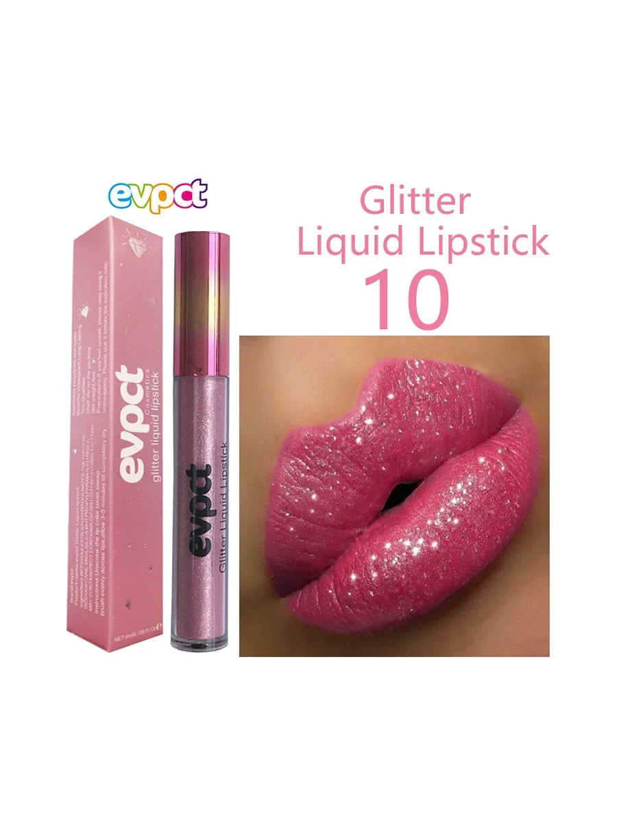 💎✨ 18-Color Diamond Shimmer Lip Gloss 💋 Matte Glitter Liquid Lipstick 💖 Waterproof Pearl-Infused Sexy Lip Makeup