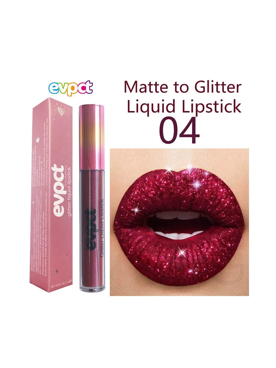 💎✨ 18-Color Diamond Shimmer Lip Gloss 💋 Matte Glitter Liquid Lipstick 💖 Waterproof Pearl-Infused Sexy Lip Makeup