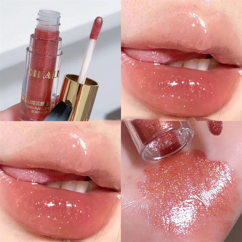 💎✨ Waterproof Diamond Shimmer Lip Gloss | 5 Sparkling Glitter Shades | Pearl Liquid Lipstick 💋💖