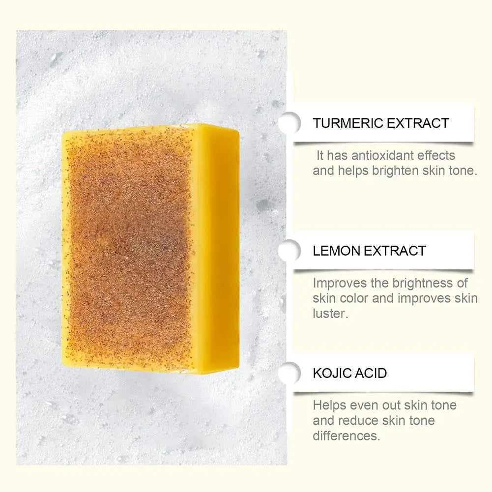 Lemon & Turmeric Kojic Acid Soap Bar – Brightening & Firming Face & Body Wash for Glowing Skin