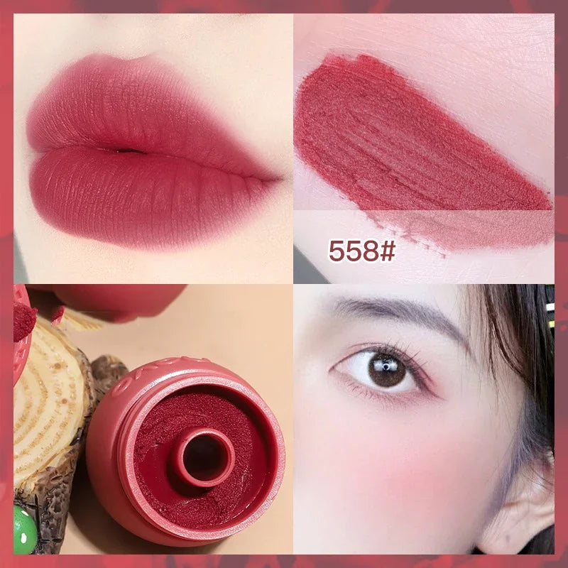 🍄 Cute Chubby Mushroom Lip Gloss | Red Lip Tint & Matte Liquid Lipstick 🍄