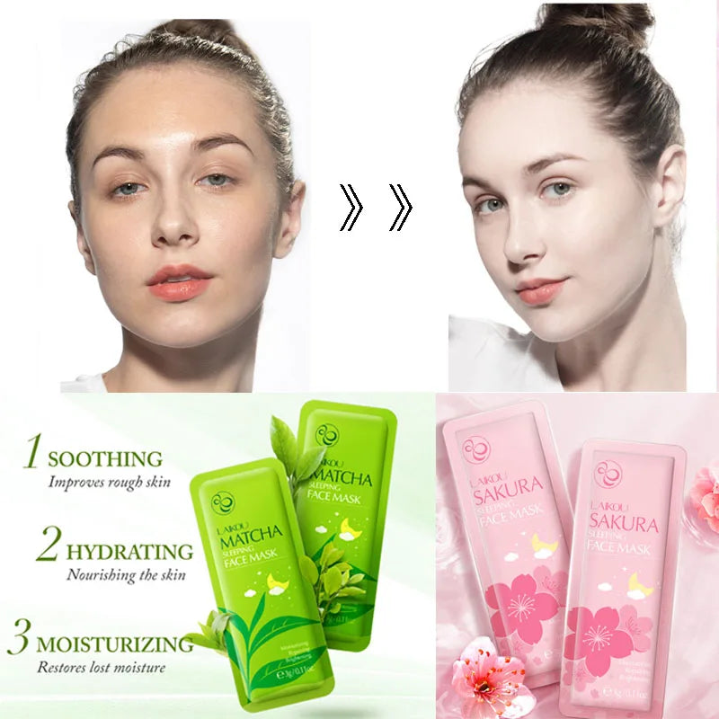 Sakura Seaweed Face Mask - Hydrating Snail Collagen & Centella Sleeping Mask for Glowing Skin