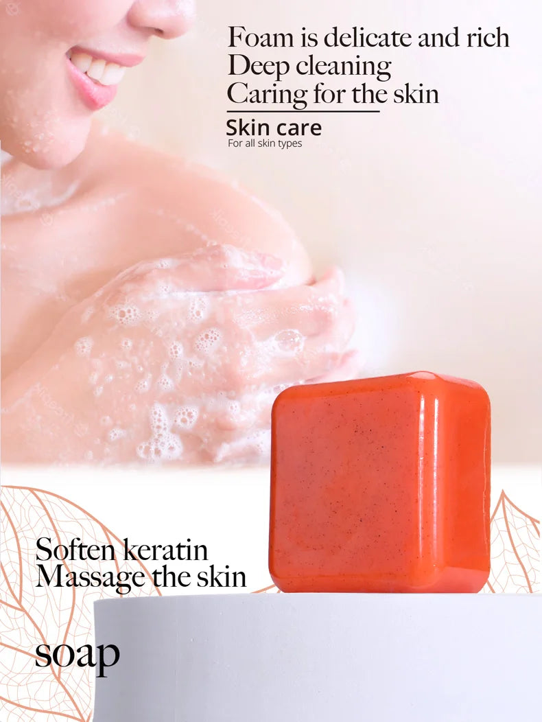 🍊 Kojic Acid Scrub Soap – Orange Fragrance Body & Face Wash with Papaya Extract for Skin Brightening & Exfoliation! 🌿