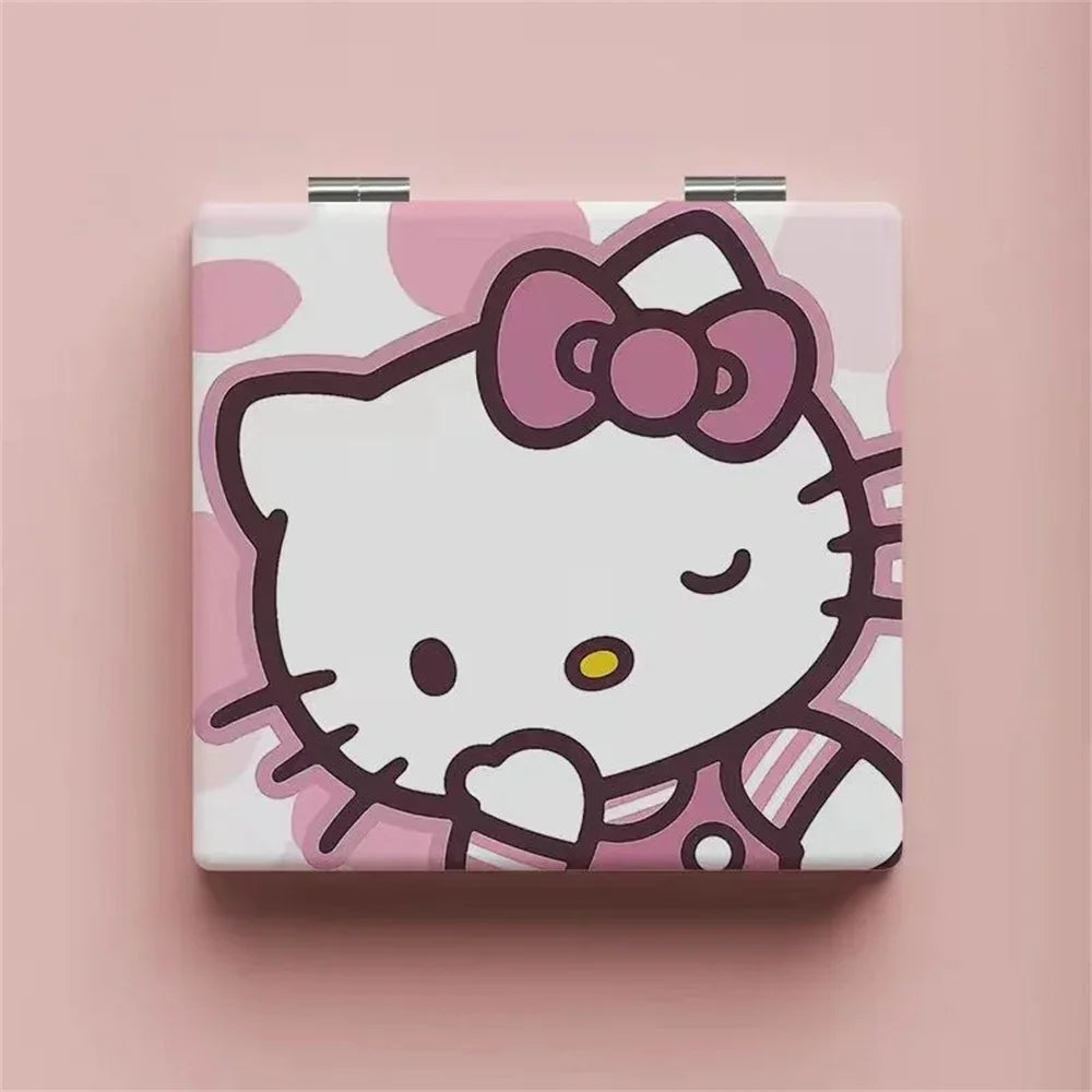 Portable Hello Kitty Makeup Mirror: Cute Foldable Hand-Pocket Mirror for Daily Use – Perfect for Girls!