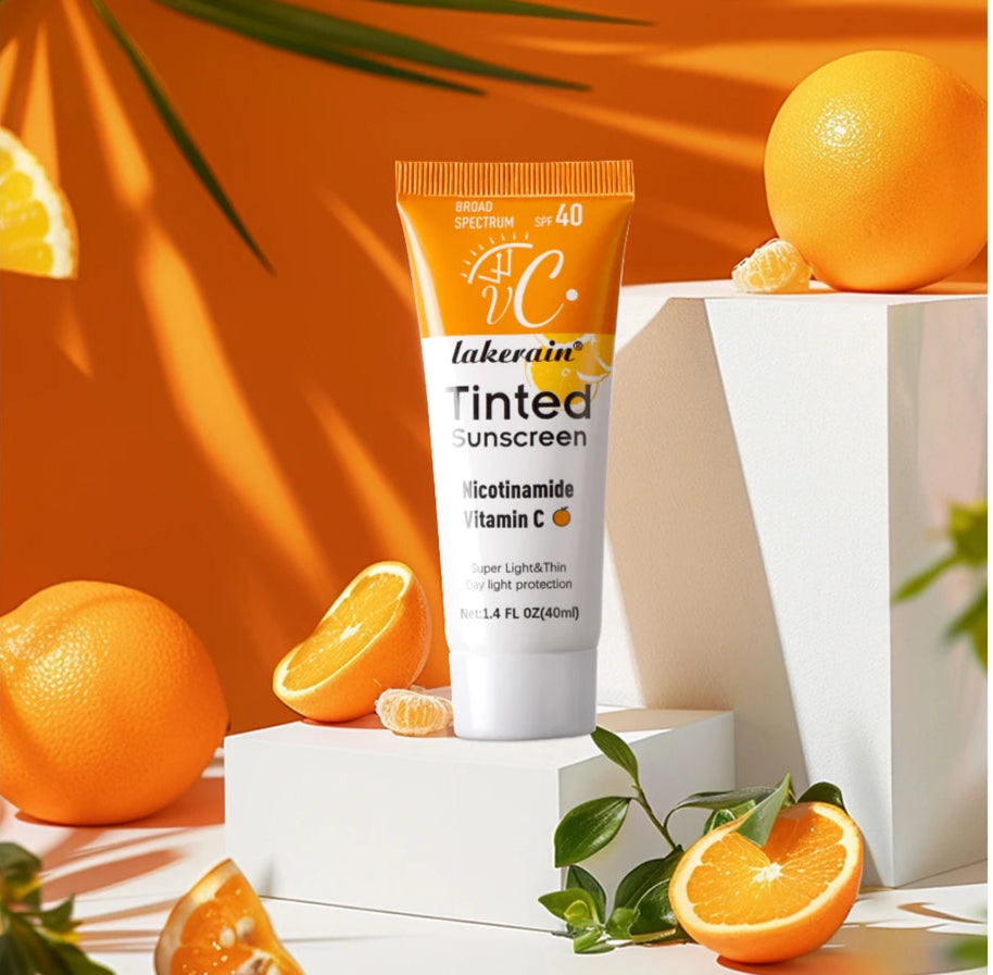 🌞 Vitamin C Tinted Sunscreen with SPF 40 – Hydrating Mineral Protection with Zinc Oxide & Titanium Dioxide for a Healthy Glow ✨