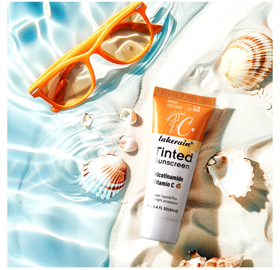 🌞 Vitamin C Tinted Sunscreen with SPF 40 – Hydrating Mineral Protection with Zinc Oxide & Titanium Dioxide for a Healthy Glow ✨