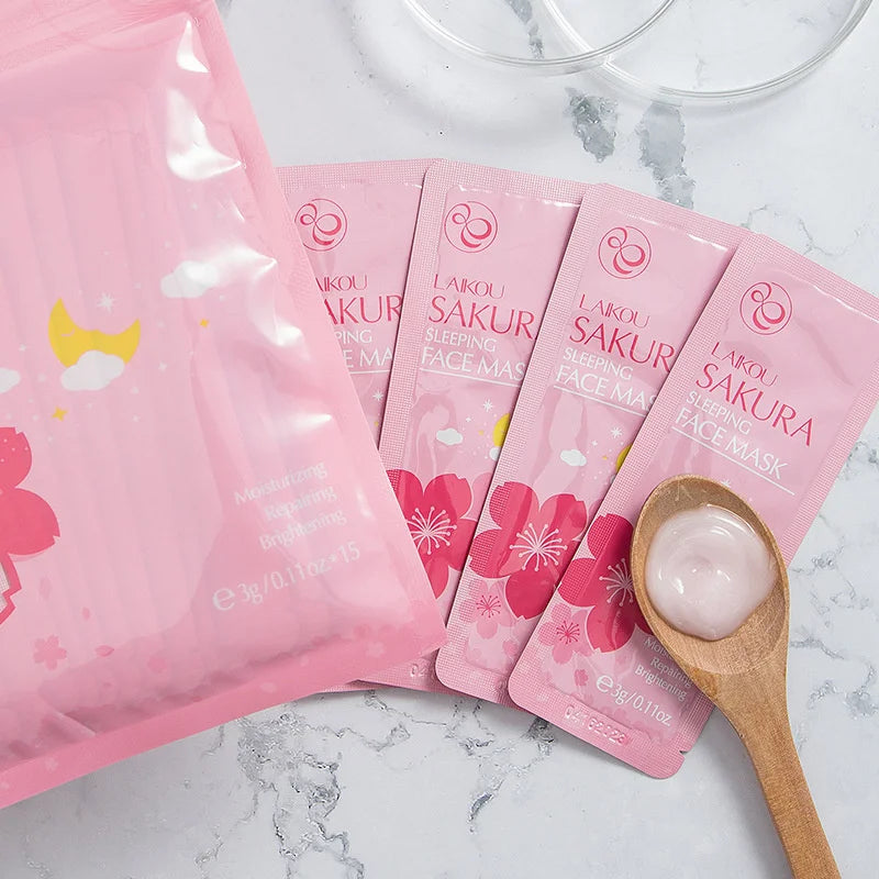 Sakura Seaweed Face Mask - Hydrating Snail Collagen & Centella Sleeping Mask for Glowing Skin