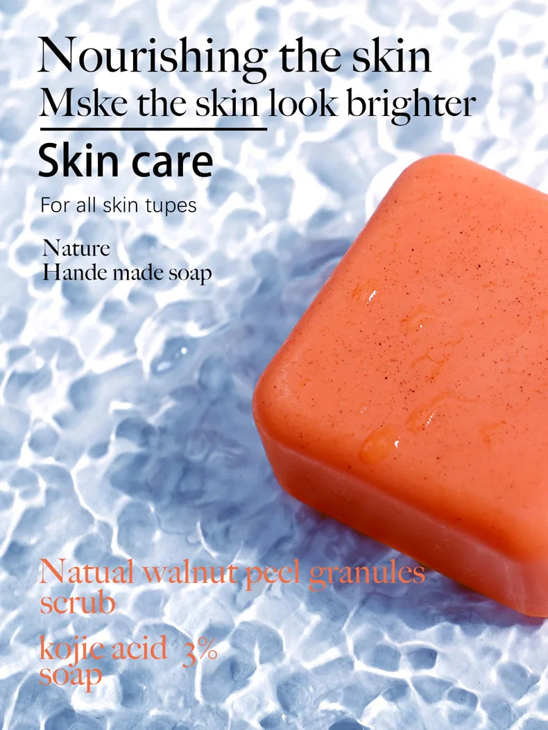 🍊 Kojic Acid Scrub Soap – Orange Fragrance Body & Face Wash with Papaya Extract for Skin Brightening & Exfoliation! 🌿