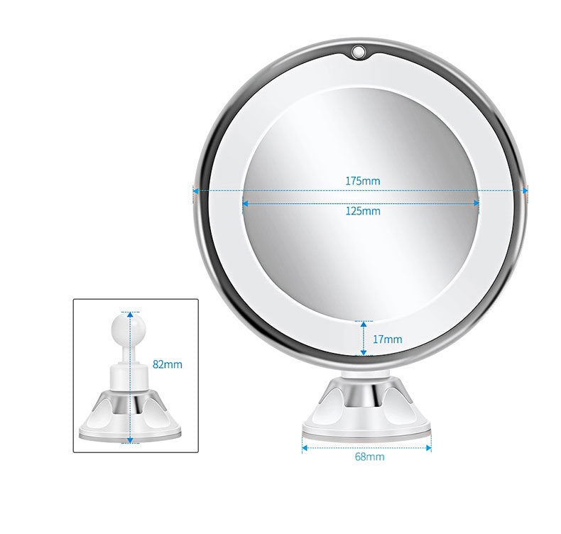 Flexible 10x Magnifying LED Vanity Mirror – Adjustable, Lighted Makeup Mirror with Suction Base