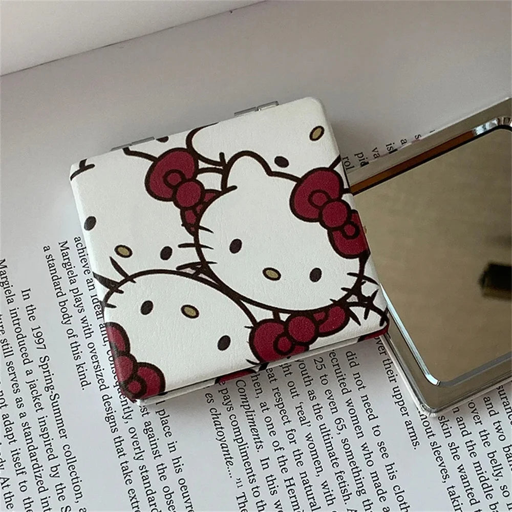 Portable Hello Kitty Makeup Mirror: Cute Foldable Hand-Pocket Mirror for Daily Use – Perfect for Girls!