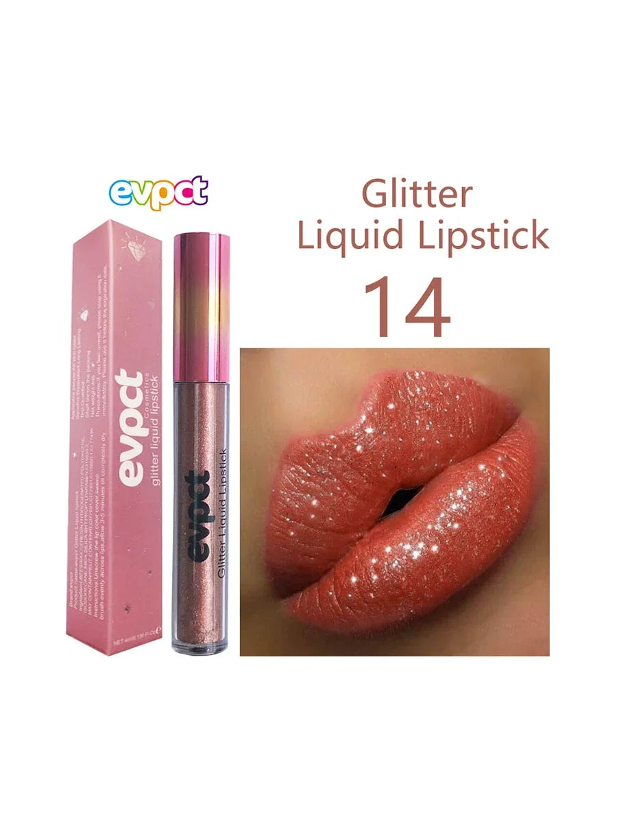 💎✨ 18-Color Diamond Shimmer Lip Gloss 💋 Matte Glitter Liquid Lipstick 💖 Waterproof Pearl-Infused Sexy Lip Makeup