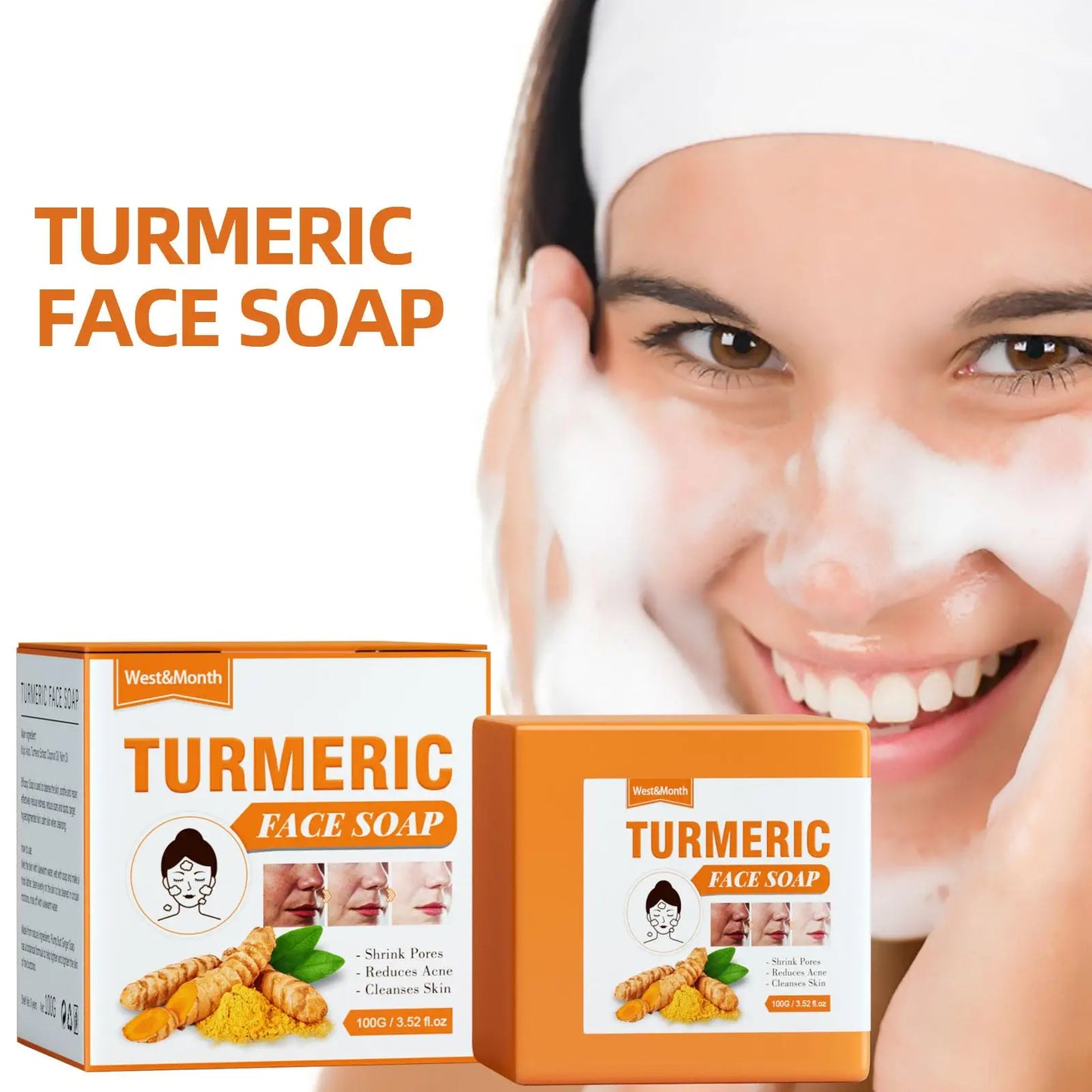 Lemon & Turmeric Kojic Acid Soap Bar – Brightening & Firming Face & Body Wash for Glowing Skin