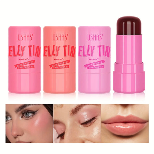 🌸 4 Colors Jelly Blush Stick Lip Balm – 3-in-1 Multi-Use Matte Blush, Lip Gloss & Eyeshadow 💖 Moisturize, Brighten & Enhance Your Beauty ✨