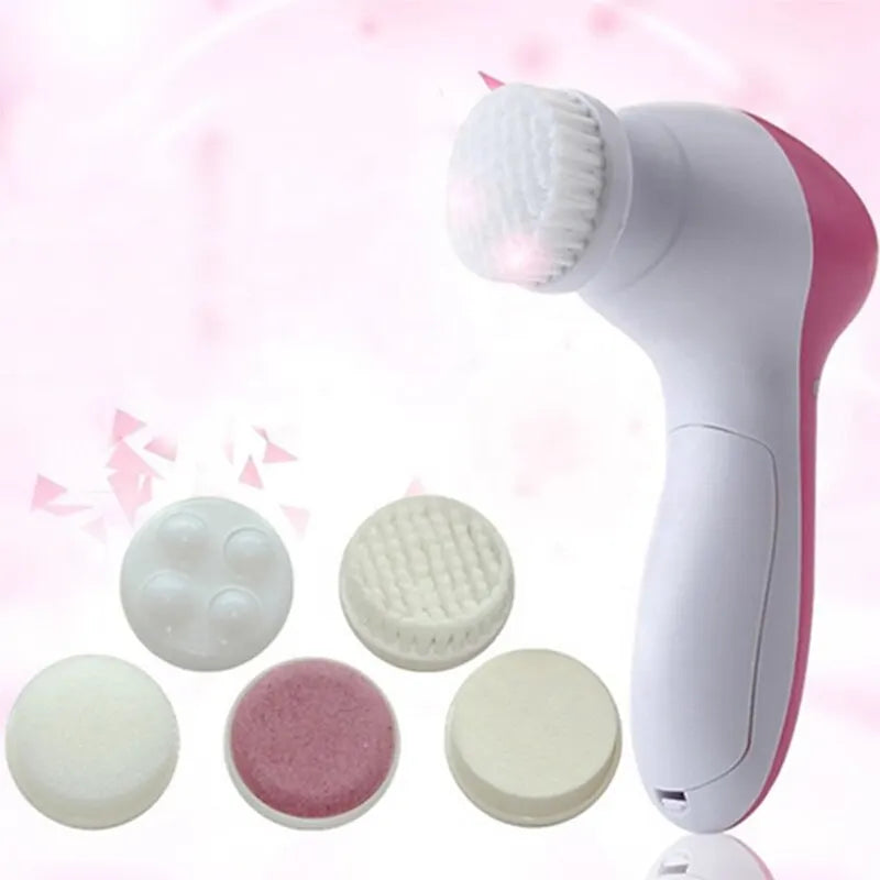 5-in-1 Electric Facial Cleaner: Deep Cleanse, Massage & Blackhead Removal Spa Tool