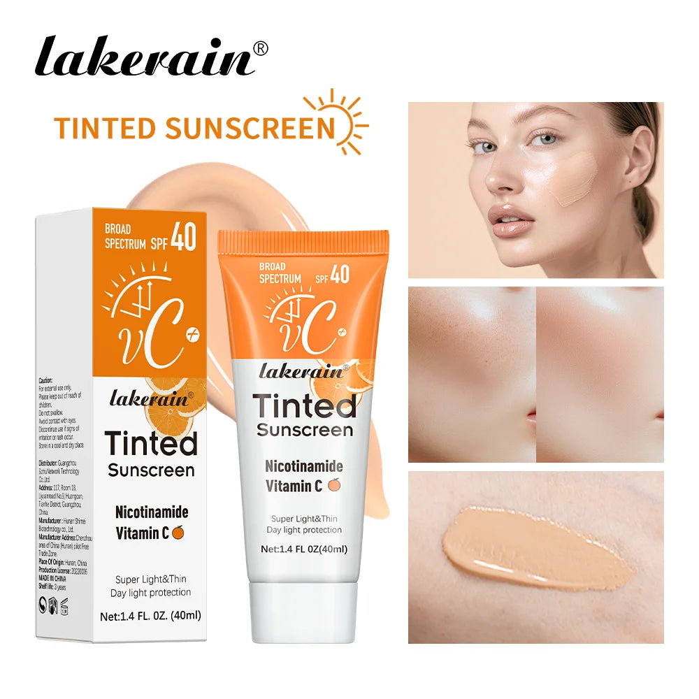 🌞 Vitamin C Tinted Sunscreen with SPF 40 – Hydrating Mineral Protection with Zinc Oxide & Titanium Dioxide for a Healthy Glow ✨