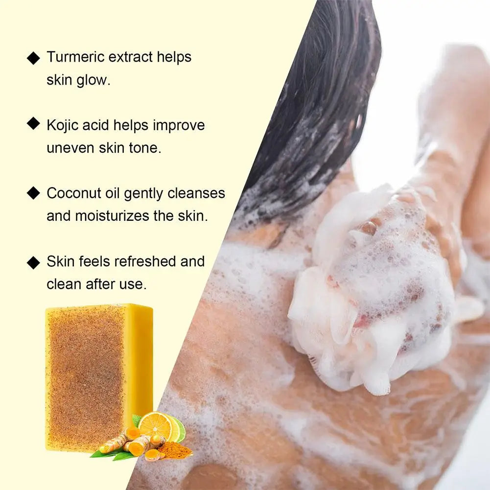 Lemon & Turmeric Kojic Acid Soap Bar – Brightening & Firming Face & Body Wash for Glowing Skin