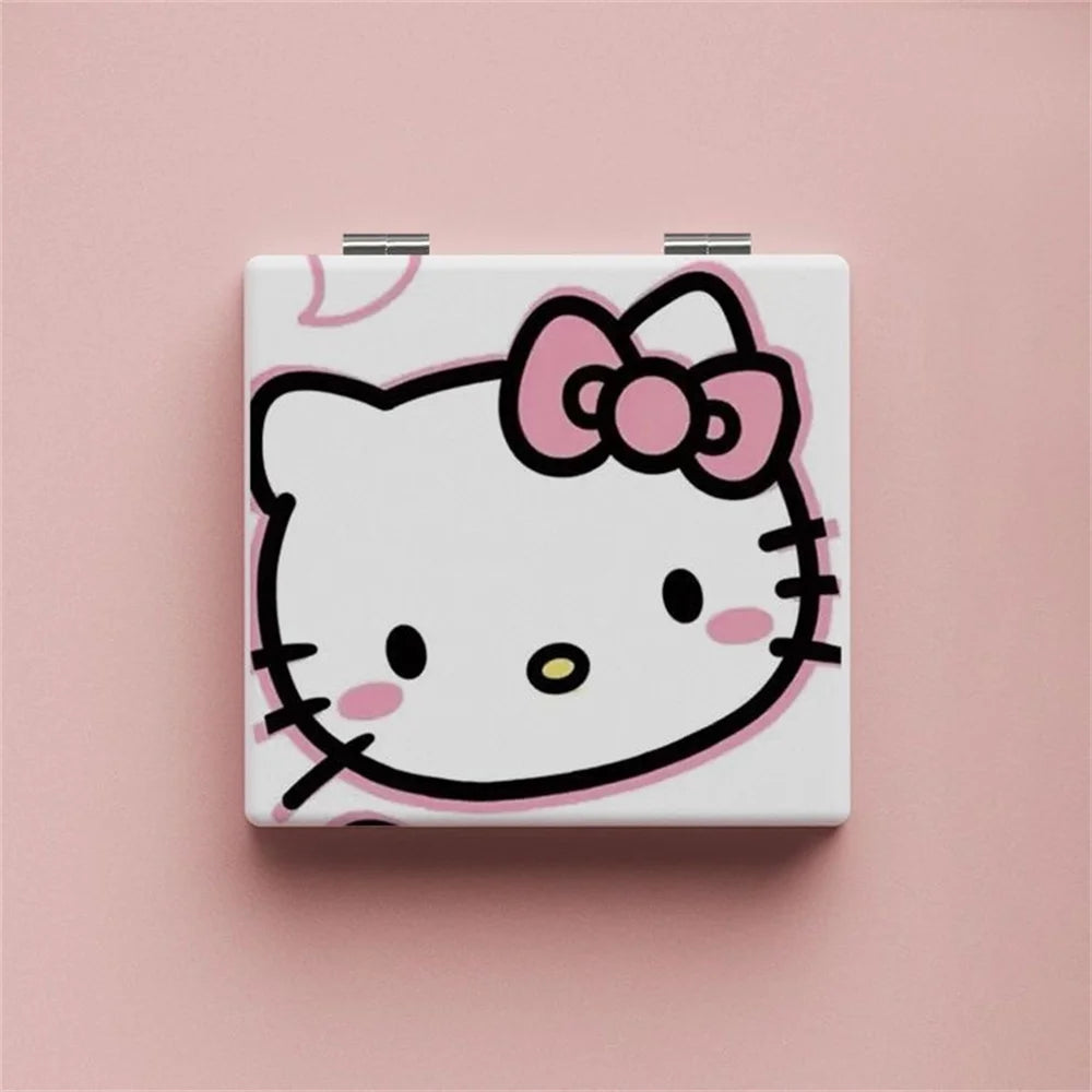 Portable Hello Kitty Makeup Mirror: Cute Foldable Hand-Pocket Mirror for Daily Use – Perfect for Girls!