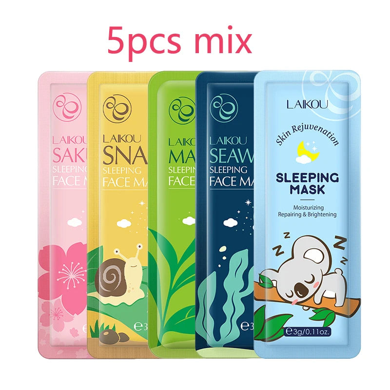 Sakura Seaweed Face Mask - Hydrating Snail Collagen & Centella Sleeping Mask for Glowing Skin