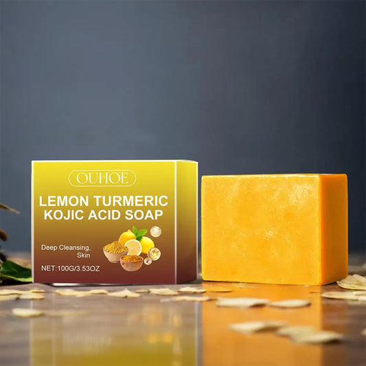 🍋 Lemon Turmeric Kojic Acid Soap – Natural Brightening & Oil Control for Dull Skin