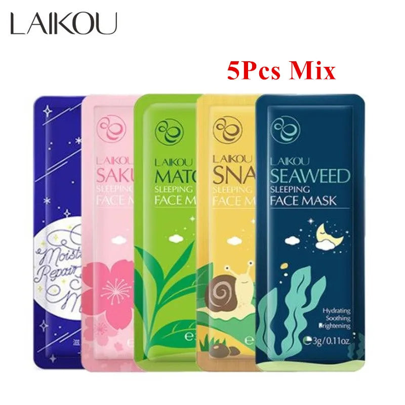 Sakura Seaweed Face Mask - Hydrating Snail Collagen & Centella Sleeping Mask for Glowing Skin