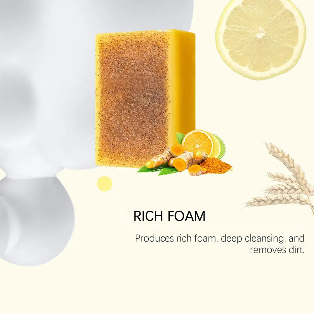 Lemon & Turmeric Kojic Acid Soap Bar – Brightening & Firming Face & Body Wash for Glowing Skin