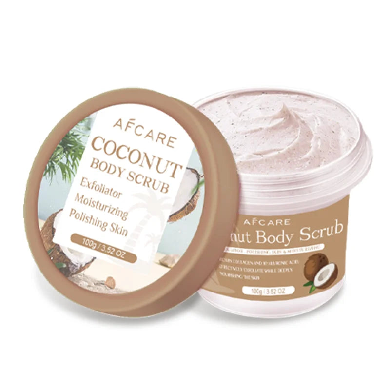 🥥 Coconut Scrub Exfoliating Body Scrub – Polishing Collagen Body & Foot Scrub for Skin Whitening & Dead Skin Removal! ✨